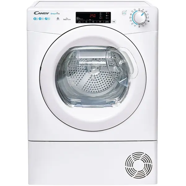 CANDY Uscator de rufe Candy Smart Pro CSOE H8A2TE-S, Pompa de caldura, 8 kg, 14 programe, Clasa E, Wi-Fi, Alb