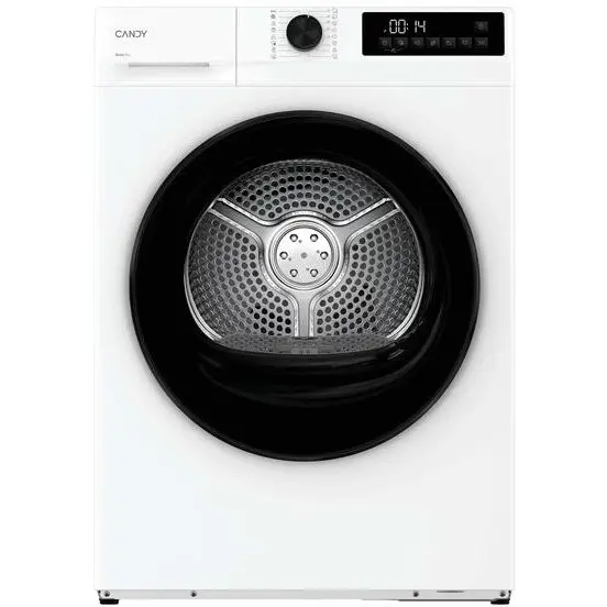CANDY Uscator de rufe slim Candy GDS 7N2B-S, clasa D, 7 kg, pompa de caldura, AI Smart Move, Soft Touch, Alb-hublou negru