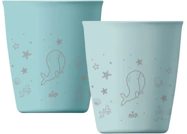 Căni pentru copii Nip Eat Green - 2 bucăți, 250 ml, albastre