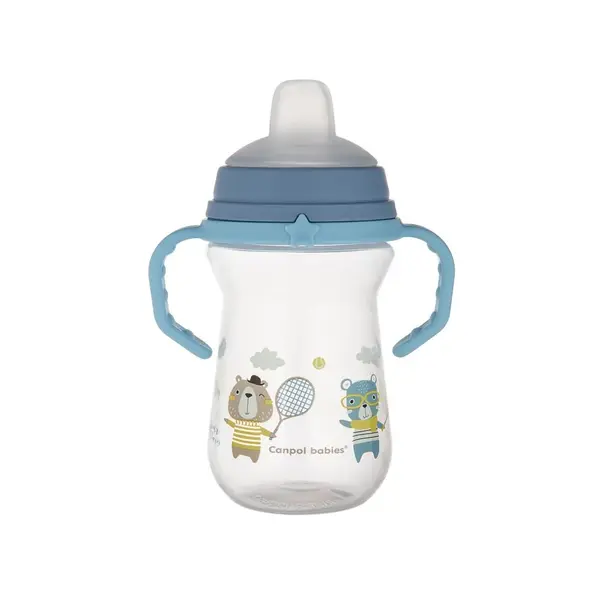 Canita cu duza moale din silicon Canpol Bonjour Paris 250 ml Albastru