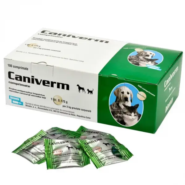 Caniverm 0,175 gr x 100 tbl (pt. pisici si caini de talie mica)