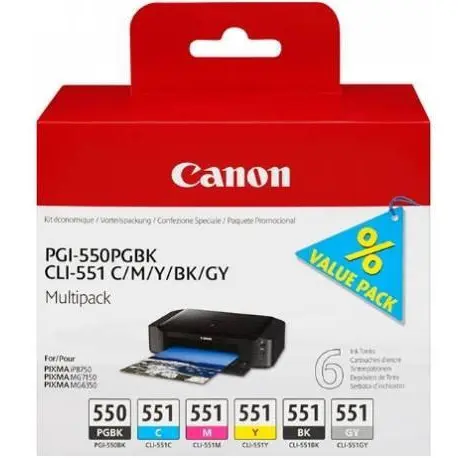 Canon PGI-550/CLI-551 PGBK/C/M/Y/BK/GY Multi Pack