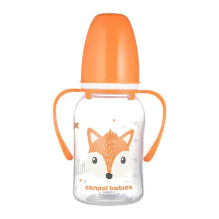 Canpol 11/823 ora biberon cu maner, gat ingust, pp cute animals 120ml