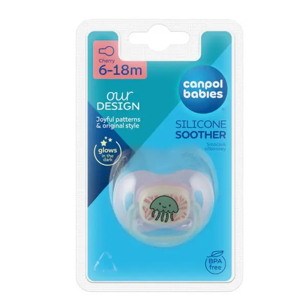 Canpol 34/901 pin suzeta rotunda din silicon love & sea 6-18 luni 1 buc