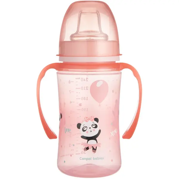 Canpol babies Exotic Animals cană pentru antrenament cu mânere 6+ m Pink 240 ml