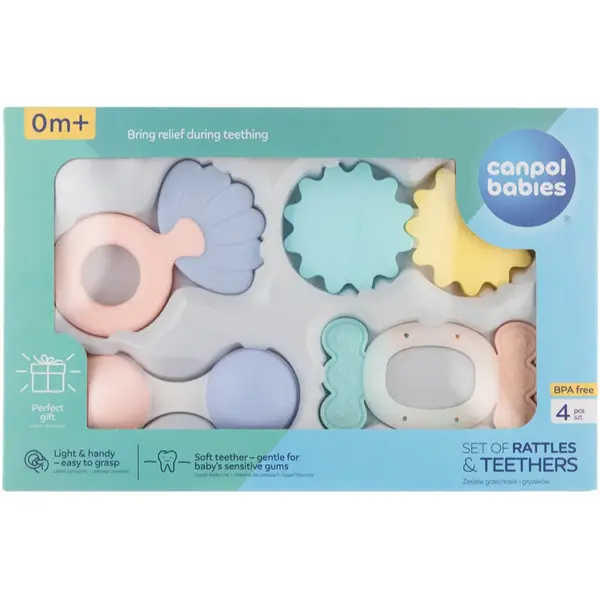 Canpol babies Pastels jucărie zornăitoare pentru dentiție set cadou 0m+
