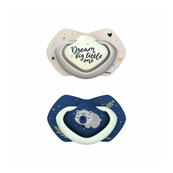 Canpol Babies Suzeta Simetrica de Silicon Sleepy Koala blu fosforescenta 22/658, 0-6 luni, 2 bucati