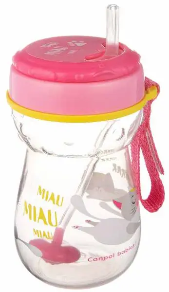 Canpol Cana cu pai 350 ml, pisicuță