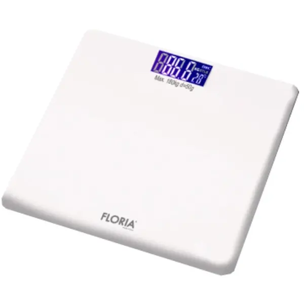 Cantar de Baie Floria, Sticla, Indicator Descarcare Baterie, 150 kg, Alb