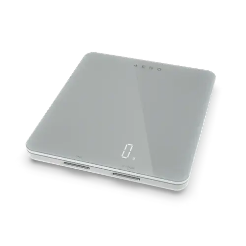 Cantar de bucatarie Aeno AKS0001S, control electronic, tara si RNI, sincronizare cu aplicatie Aeno prin Bluetooth 4.2, analiza nutritiei alimentelor (calorii, proteine, grasimi, colesterol) 8kg, 1g, display LED (Alb)