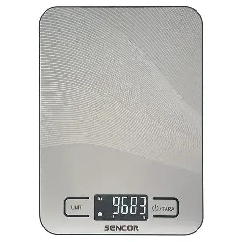 Cantar de bucatarie Sencor SKS8080, Bluetooth, Max 10 kg, Functie tara (Argintiu)