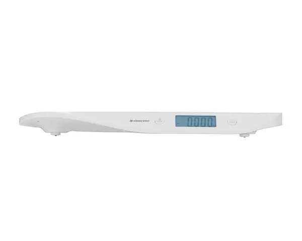 Cantar digital pentru bebelusi KikkaBoo Lyra White,design compact cu afisaj LCD cu lumina alba, functie Hold,functie tara,oprire automata dupa 2 minute,precizie de la 50g pana la 20kg,Suprafata concava ergonomica+centimetru