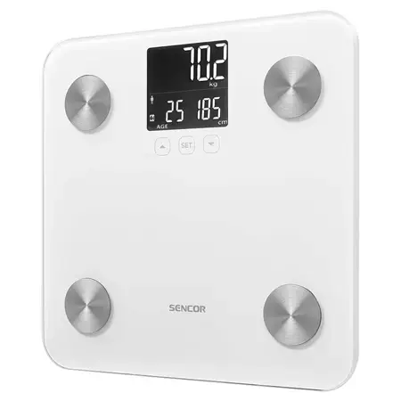 Cantar digital SENCOR SBS6025WH, 180 kg, Ecran LCD, Comenzi tactile (Alb)