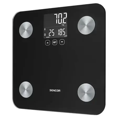 Cantar digital SENCOR SBS6026BK, 180 kg, Ecran LCD, Comenzi tactile (Negru)