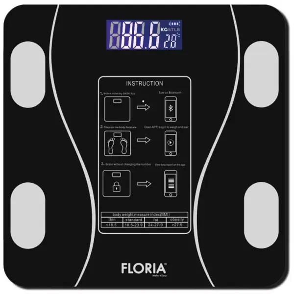 Cantar Electronic Persoane, Negru, Capacitate Maxima 180 kg, Sticla
