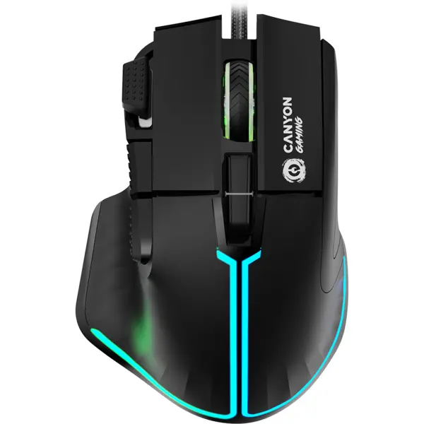Canyon Mouse CanyonFortnax GM-636, 20000dpi, cu fir, RGB, cablu impletit 1,65M, 113x83x45mm, Negru