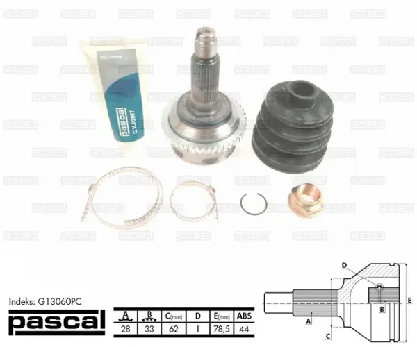 Cap planetara spre roata (28z 33z 62mm; ABS:44) MAZDA 6 1.8-2.3 intre 2002-2008