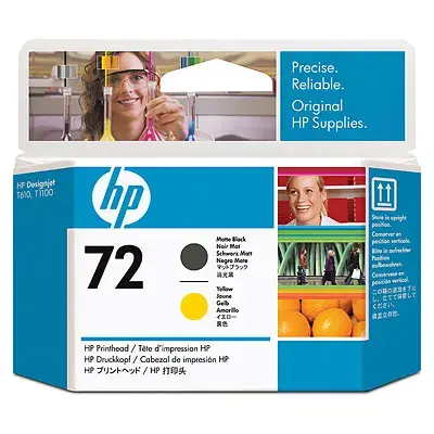 Cap printare HP 72 (Negru mat / Galben)