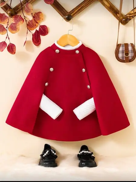 Capa neagra eleganta din stofa pentru fete - Emily