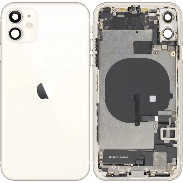 Capac Baterie Apple iPhone 11, Cu Carcasa Mijloc, Full Parts, Alb, Swap