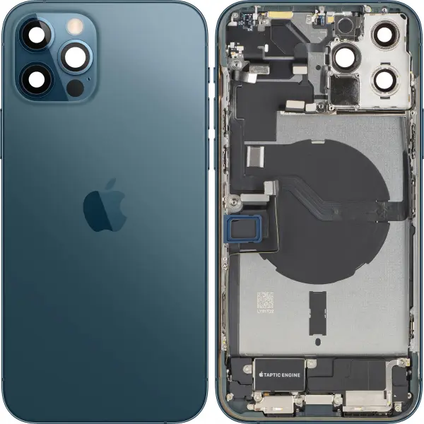 Capac Baterie Apple iPhone 12 Pro, Cu Carcasa Mijloc, Full Parts, Albastru (Pacific Blue), Swap