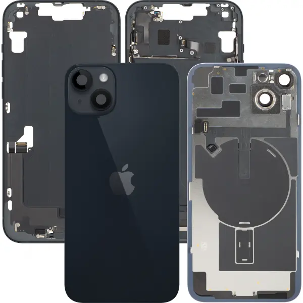 Capac Baterie Apple iPhone 14 Plus, Cu Carcasa Mijloc, Full Parts, Negru (Midnight), Swap