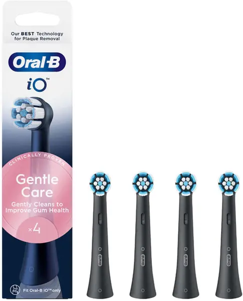 Capete de rezervă pentru periuță de dinți Oral-B - iO Gentle Care, 4 bucăți, negre