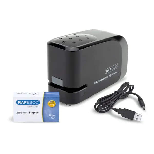 Capsator electric negru plastic capse 26/6 15 coli Rapesco Capsator electric negru plastic capse 26/6 15 coli Rapesco