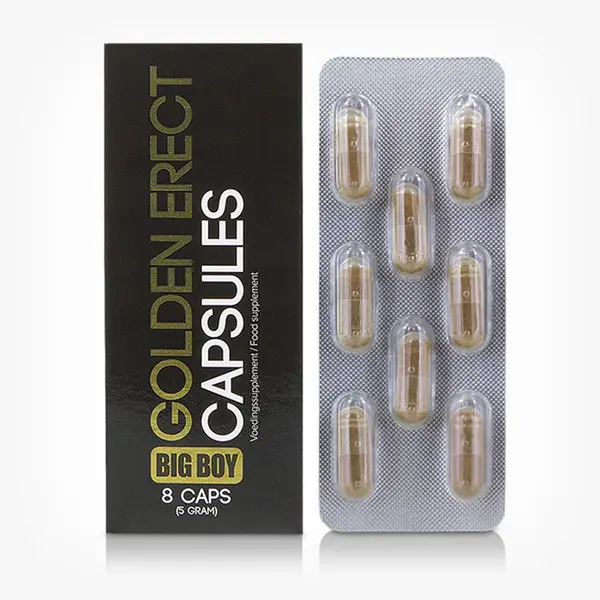 Capsule Big Boy Golden Erect, pentru erectie puternica, libido, energie si rezistenta sexuala, 8 buc
