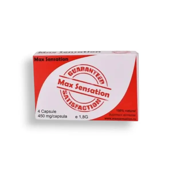 Capsule MAX SENSATION, pentru bărbați, pentru susținerea erecției, libidoului și potenței, 4 buc