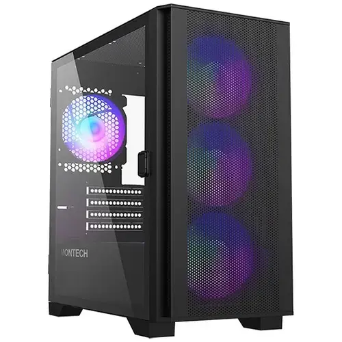 Caracasa Montech AIR 100 ARGB, fara sursa, mesh, tempered glass (Negru)