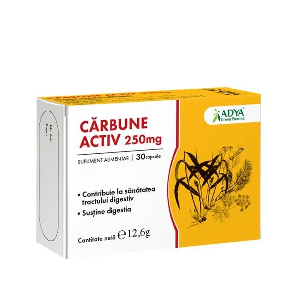 Carbune activ 250 mg 30 capsule, Adya Green Pharma