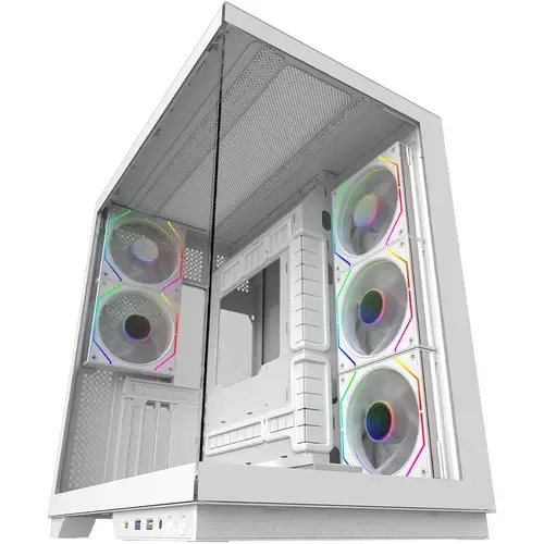 Carcasa AQIRYS Janus ARGB, Middle Tower, Iluminare LED ARGB, Alb