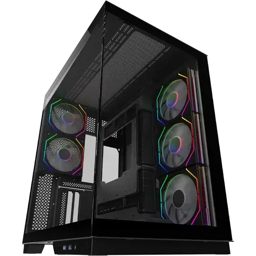 Carcasa AQIRYS Janus ARGB, Middle Tower, Iluminare LED ARGB, Negru