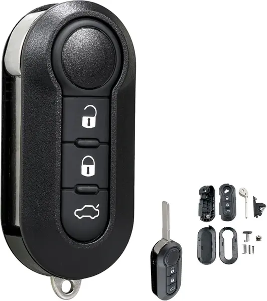 Carcasa Cheie Auto Techstar tip Briceag cu 3 butoane si lama, compatibila Opel Combo D, Fiat 500, Panda, Punto, Bravo, Ducato, Citroen Jumper, Peugeot Boxer – model flip key