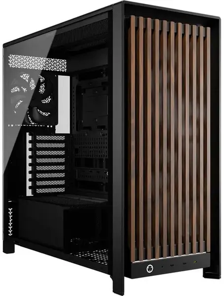 Carcasa Corsair Frame 5000D Wood RS, Mid Tower, Sticla securizata, 3 Ventilatoare incluse (Negru/Maro)