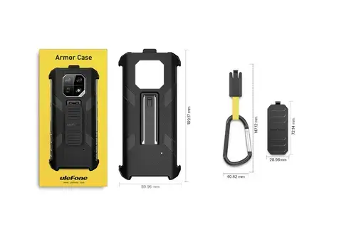 Carcasa de protectie multifunctionala pentru Ulefone Armor 22 cu clema si carabina (Negru)