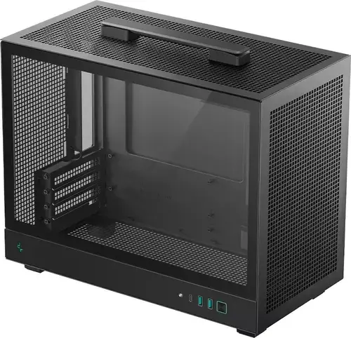 Carcasa Deepcool CH160 Plus BK, Micro-ATX, Mini Tower, Tempered Glass, 1x USB-C, 2x USB 3.0, Audio (Negru)