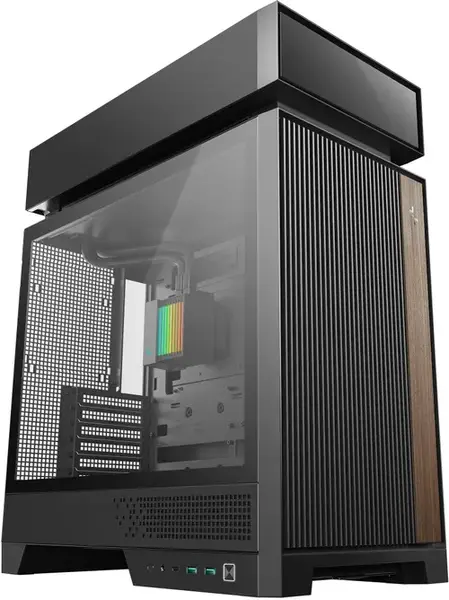 Carcasa Deepcool CL6600 + AIO Preinstalat, Sticla securizata, ARGB, 7 sloturi expansiune (Negru)