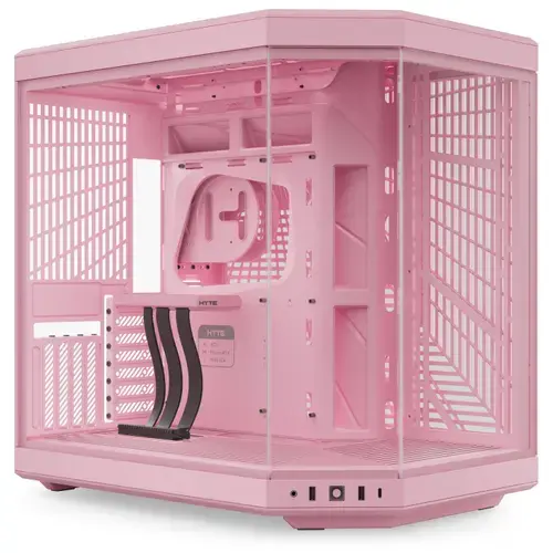 Carcasa HYTE Y70, Dual Chamber, Middle Tower, Fara sursa, Sticla Securizata, ATX + Cablu riser PCIe inclus (Roz)
