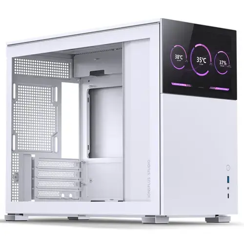 Carcasa Jonsbo D31 STD Screen, Mini Tower, Fara sursa, mATX, mITX, DTX, Display frontal TFT 8* (Alb)