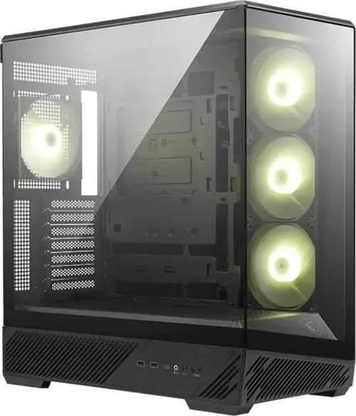Carcasa MSI MAG PANO 130R PZ, Mid Tower, Sticla securizata, 4x Ventilatoare ARGB, 7 sloturi expansiune (Negru)