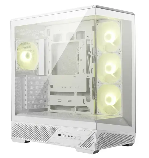 Carcasa MSI MAG PANO 130R PZ, Mid Tower, Sticla securizata, 4x Ventilatoare ARGB, 7 sloturi expansiune (Alb)