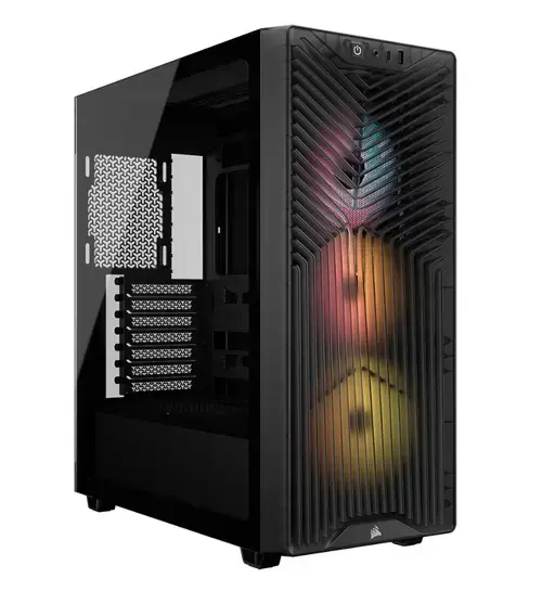 Carcasa PC Corsair 3200D RS ARGB Mid-Tower Performance, 3 Ventilatoare RS120 ARGB incluse (Negru/Fumuriu)