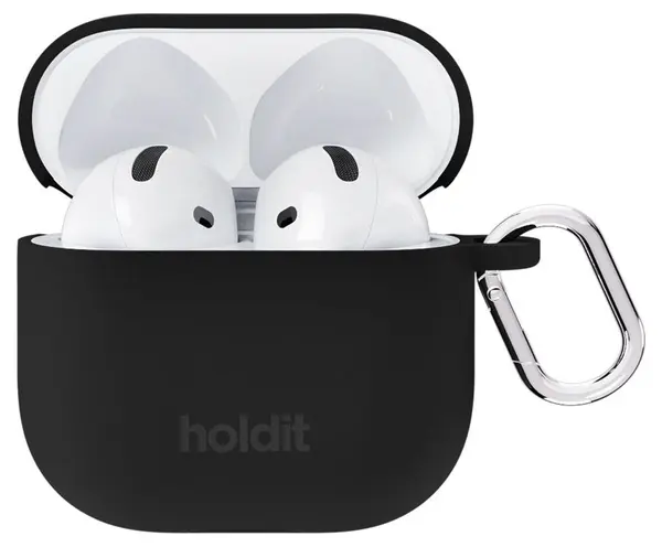 Carcasă pentru căști Holdit - Silicone Case Solid, AirPods 4, Black
