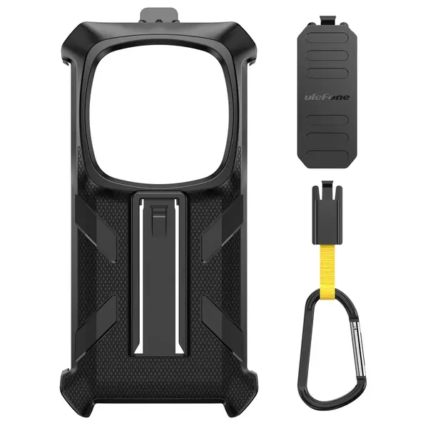 Carcasa pentru Ulefone ARMOR 28 Series, Negru, PC, Protectie 360 , Clip Rotativ + carabina