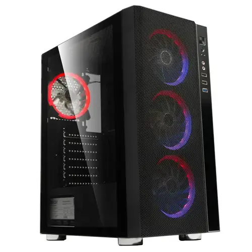 Carcasa Spacer RAINBOW, Middle Tower, Tempered glass, Negru