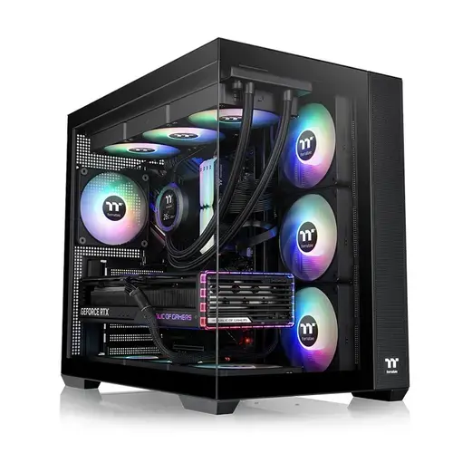 Carcasa Thermaltake View 380 TG, ARGB, Temperated glass, Middle Tower, Fara sursa (Negru)