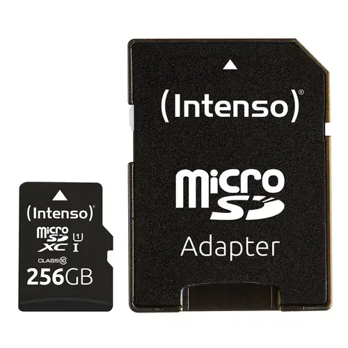 Card de memorie Intenso Premium, 256GB, microSDXC, Clasa 10, UHS-I U1 + Adaptor SD