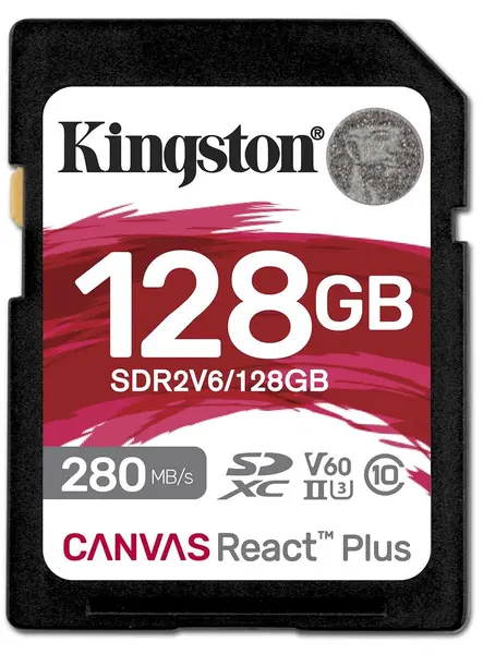 Card de memorie Kingston - Canvas React Plus V60, 128GB, SDXC, Class 10